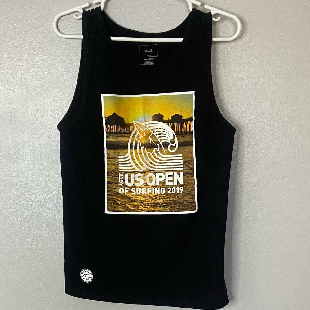 Vans Black Tank Top with Surfing Graphic